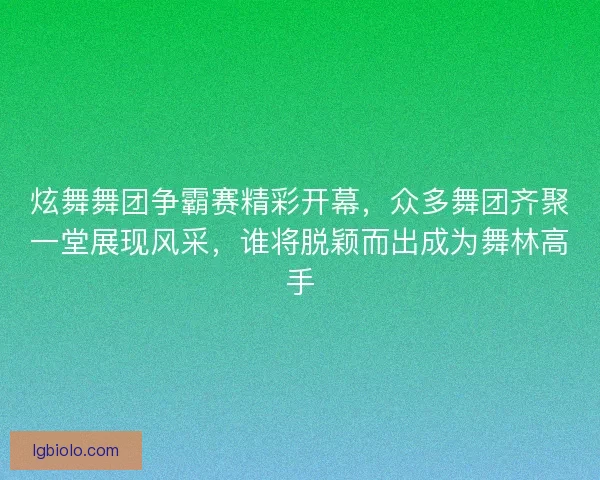 炫舞舞团争霸赛精彩开幕，众多舞团齐聚一堂展现风采，谁将脱颖而出成为舞林高手