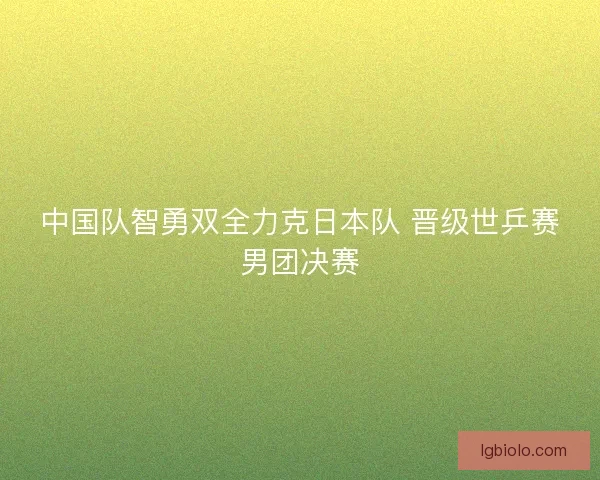 中国队智勇双全力克日本队 晋级世乒赛男团决赛