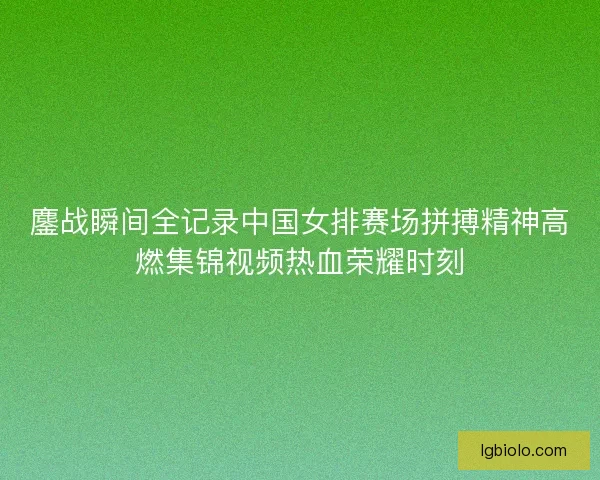 鏖战瞬间全记录中国女排赛场拼搏精神高燃集锦视频热血荣耀时刻