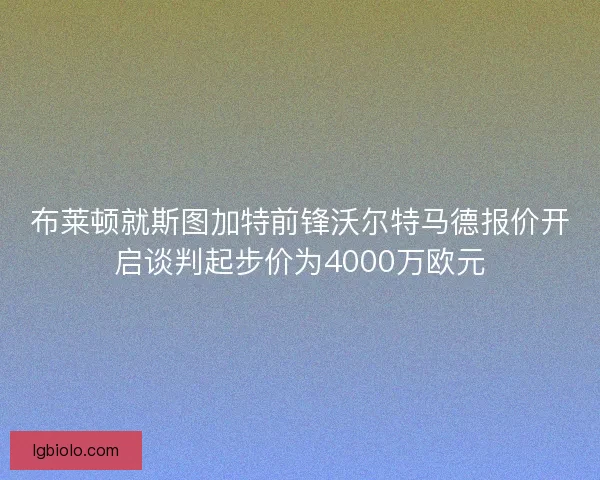 布莱顿就斯图加特前锋沃尔特马德报价开启谈判起步价为4000万欧元
